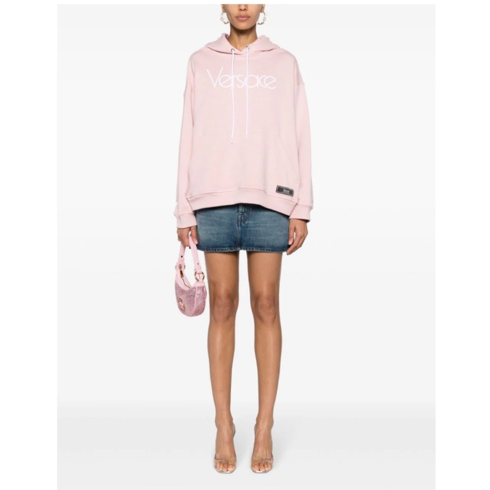 Versace 1978 Re-Edition logo-embroidered Pale pink hoodie in 48